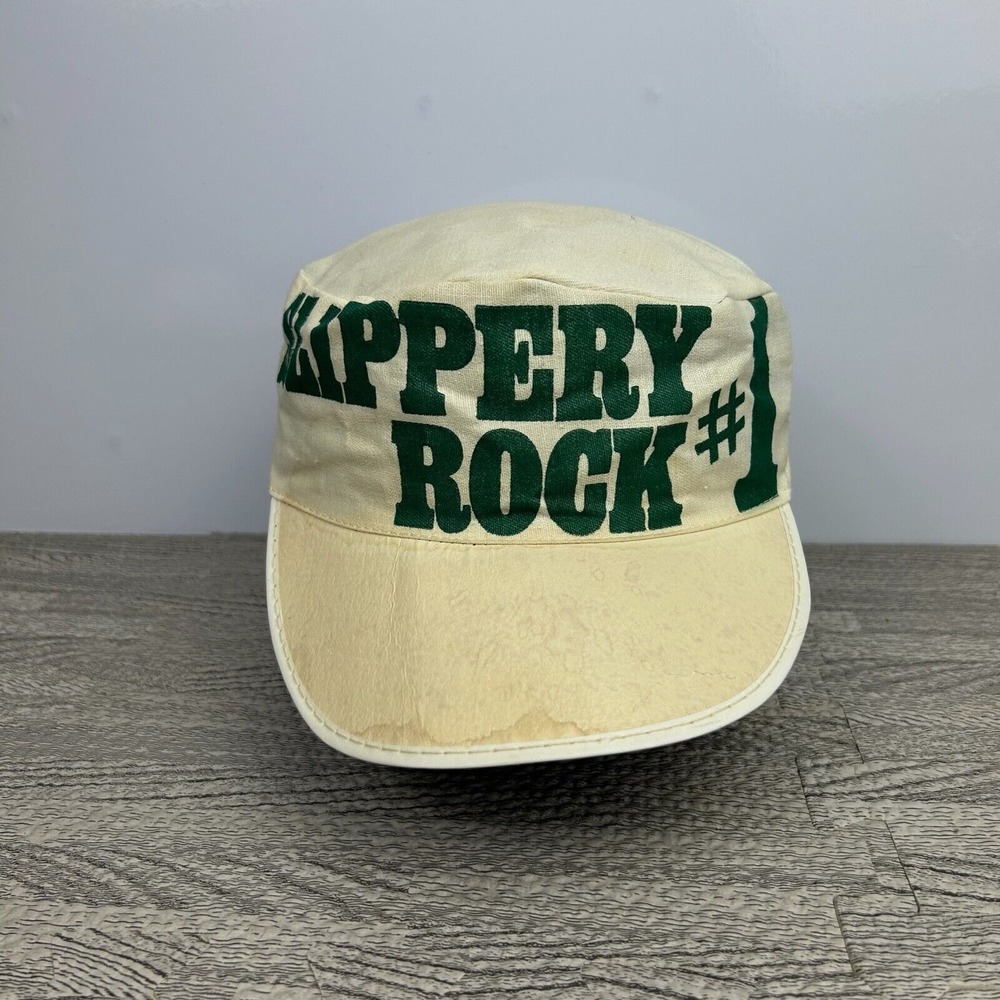 Vintage Slippery Rock Pride Hat Cap Painter Adult White Green The Rock‎